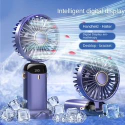 Usb Handheld Fan Mini Portable Student Small fFan Digital Display Folding Fragrance Rechargeable Desktop Electric Fan