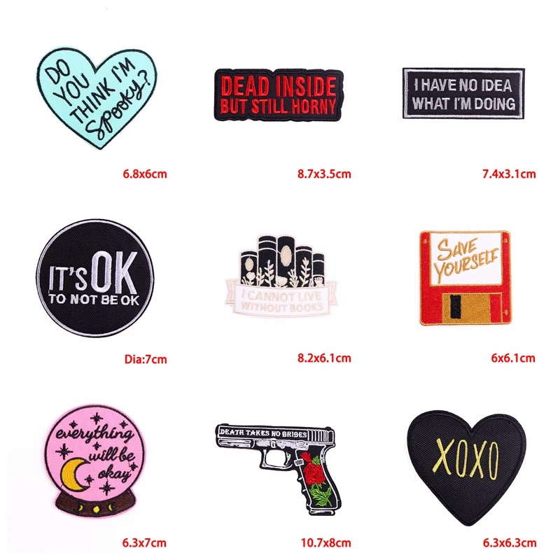 5PCS/lots Letter Applique Embroidery Patches DIY Colorful Stripe/Cartoon Iron On Patches On Clothes Sewing Stickers Badge