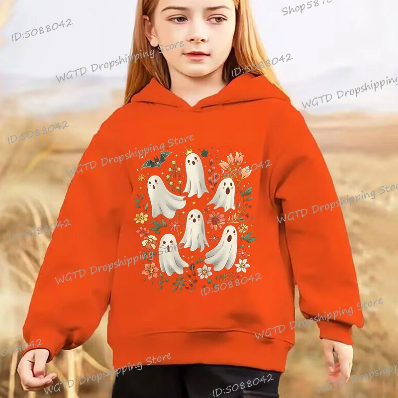 

Kids Halloween Ghost Vintage Print Pullover Sweatshirt Boy Girl Autumn Long Sleeve Fashion Hoody Funny Cartoon Halloween Hoodie