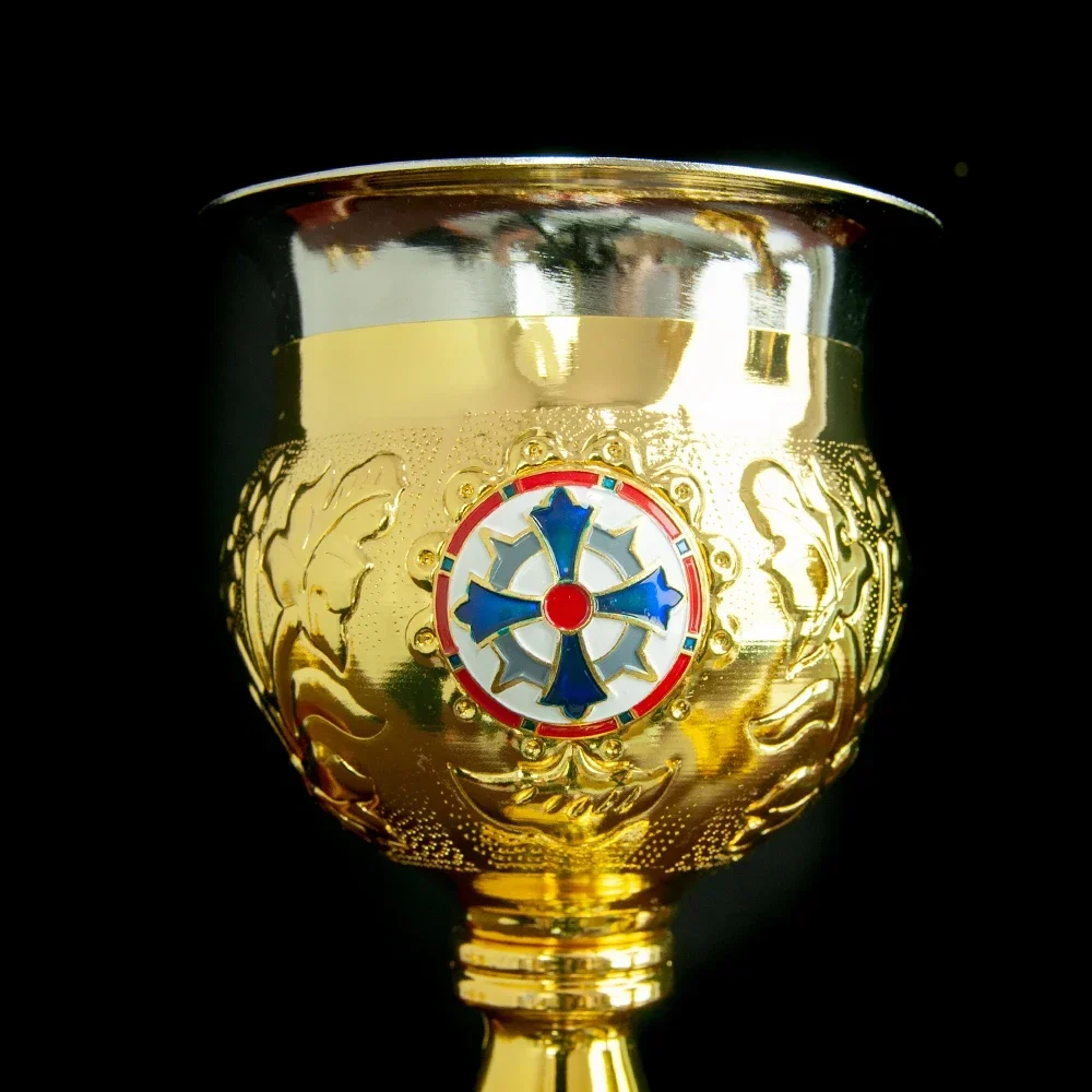 Orthodox Church Luxurious Grape Leaf Wall Cross with Orthodox Church Holy Grail Chalice Cup for Religious Ceremonies