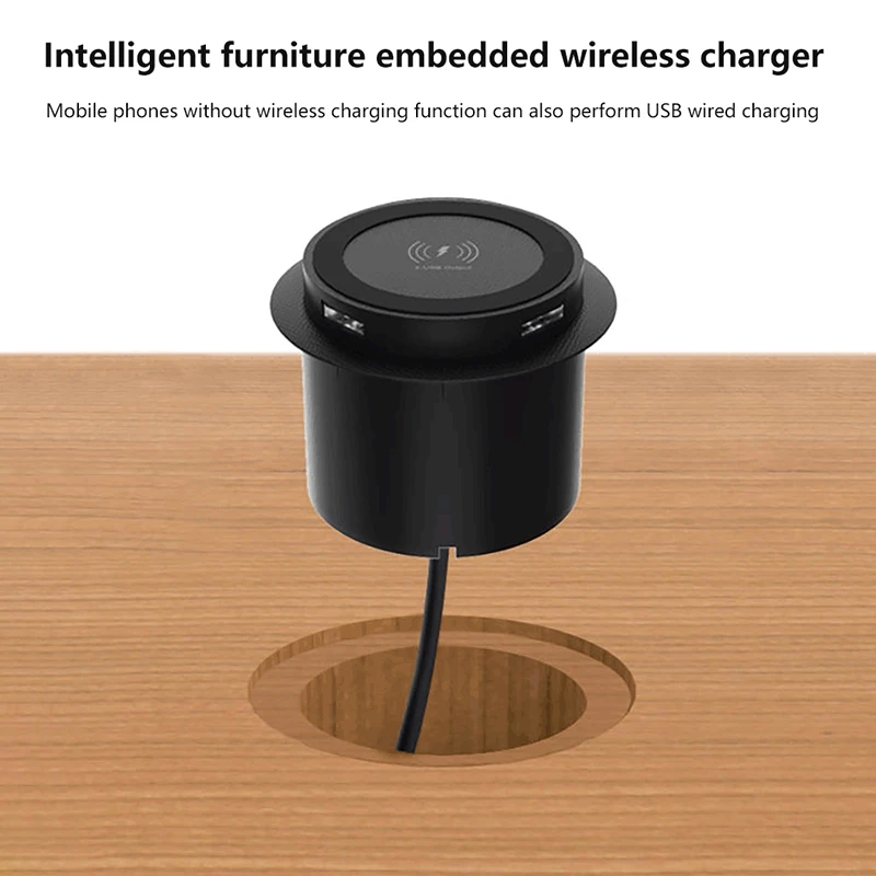 Furniture Inlaid Desktop Lifting Multi-functional Smart QC3.0 Wireless Fast Charging Charger Hub Is Widely Compatible image 2