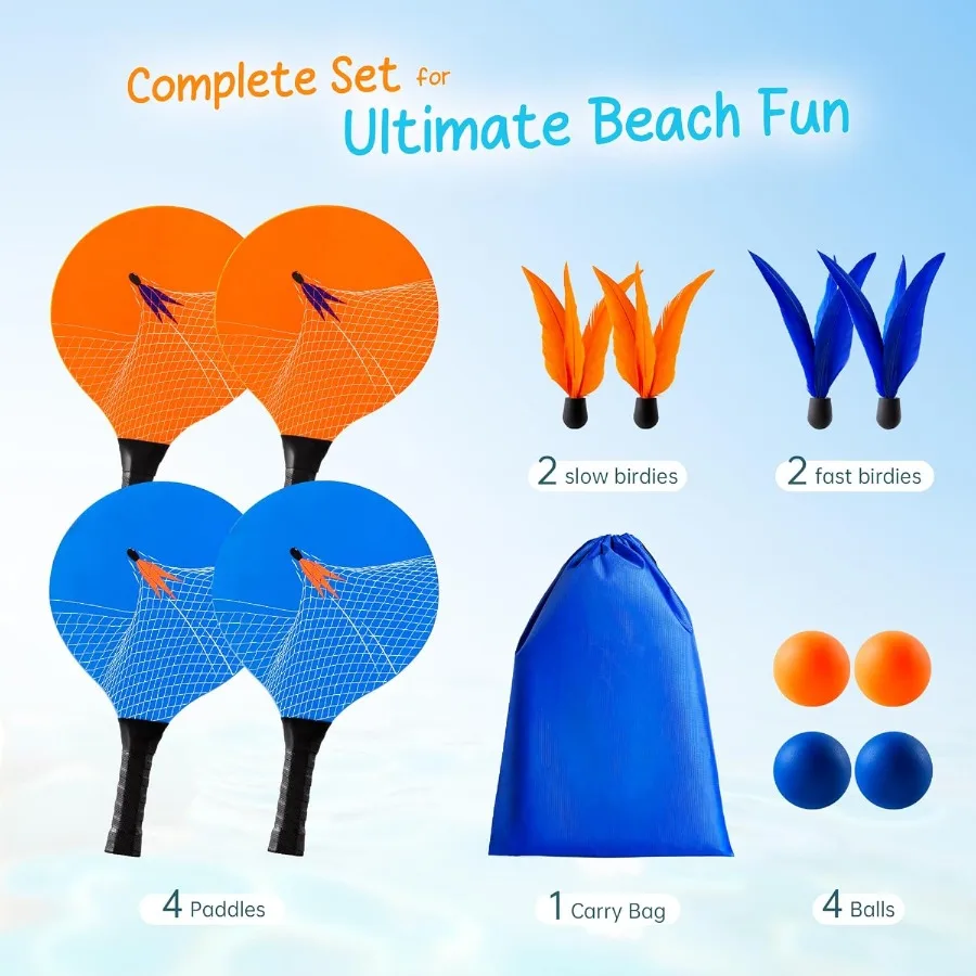 Outdoor Game, Yard Game, Beach Paddle Ball Set, Badminton Set, Fun Indoor for Adults, Perfect Family Games for Backyard Park and