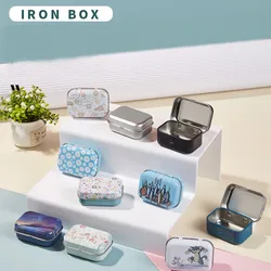 1PC Cartoon Retro Flower Mint Candy Storage Tin Box Mini Cute Cat Pattern Jewelry Medicine Case Small Clamshell Packaging Box