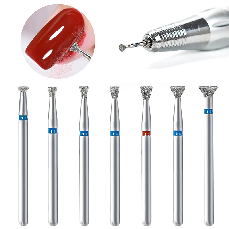 7Pcs/Set Cuticle Clean Nail Drill Bit Remove Overflow Glue Tool Nail Edge Treatment Diamond Grinding Machine Accessories