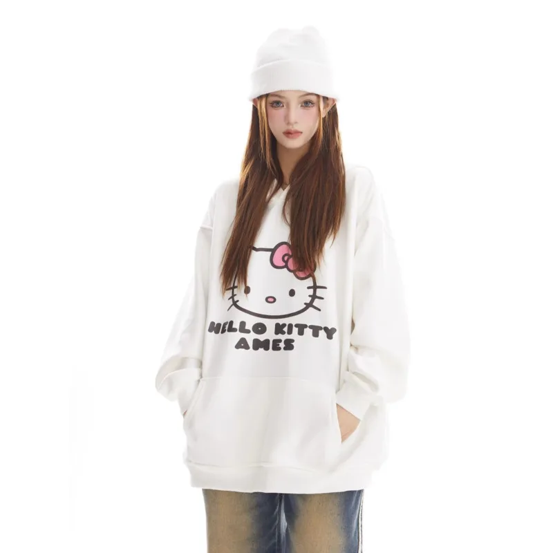 Imagem -05 - Moletom Feminino Sanrio Hello Kitty Pulôver com Estampa Kawaii Moletom Manga Comprida Cabolsa de Inverno Roupas Novas Moda Y2k