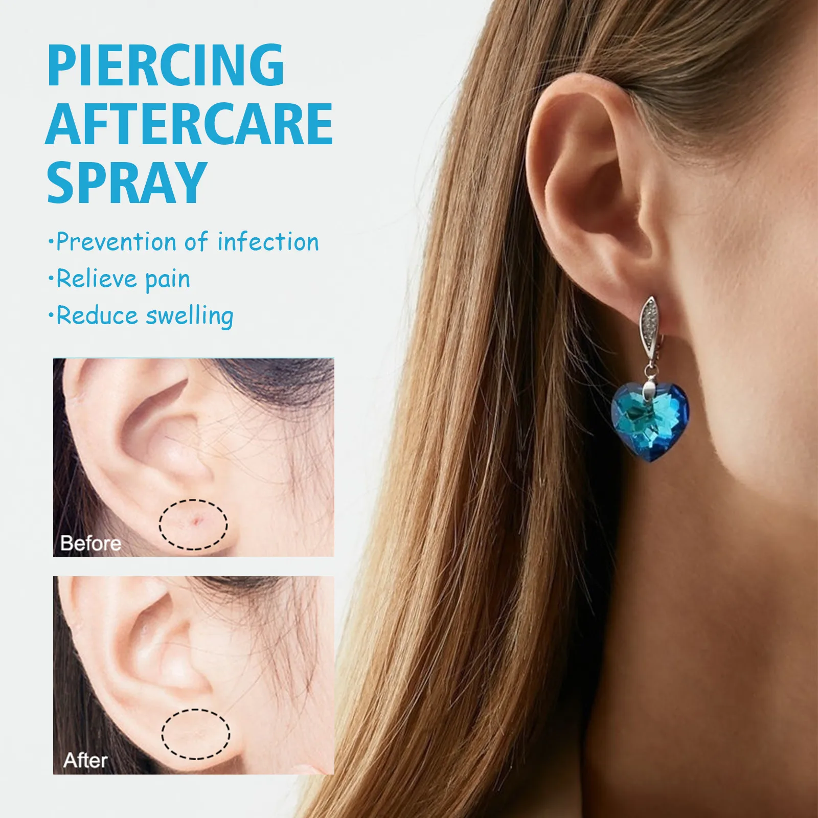 30ml Piercing Aftercare Spray Spray Is Suitable For Ear, Nose, Tongue, Navel Perforation,Cleaning Treatment-, And Soothing Spray