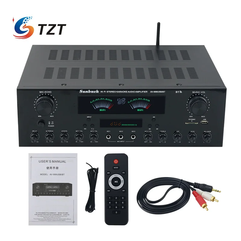 

TZT AV-999BT 220V 7 Channel Bluetooth Amplifier Hifi Stereo Karaoke Audio Amplifier w/ 1000W Peak Power