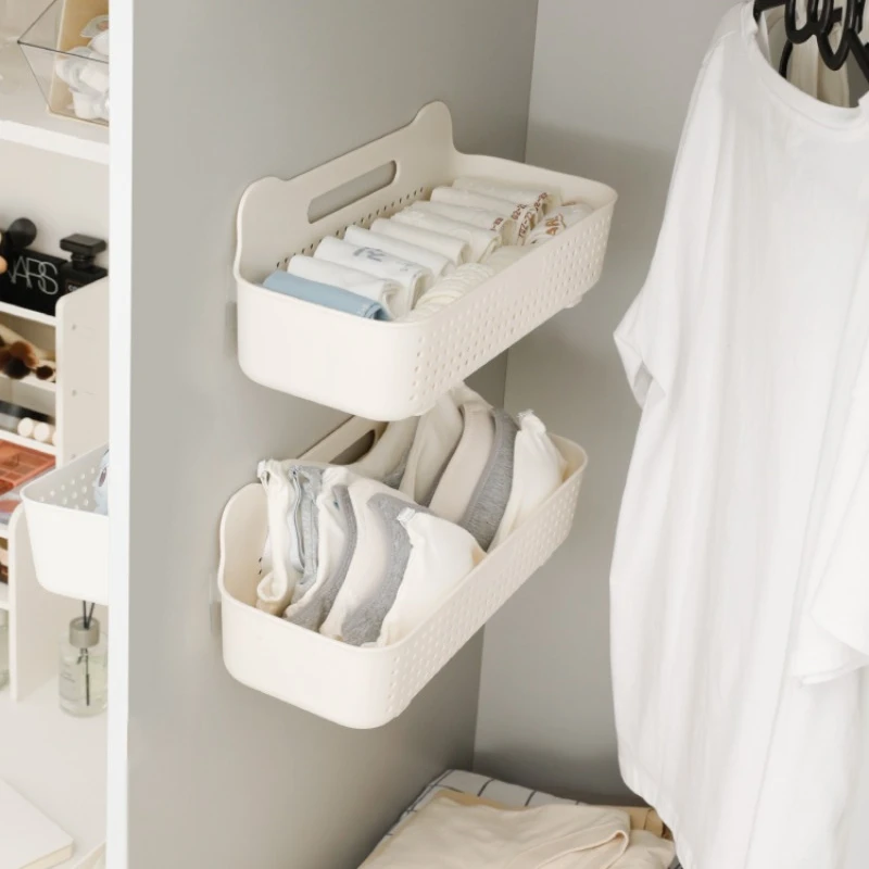 Perforated Wall Hanging Underwear Storage Box for Wardrobe Multifunctional Sorting and Storage Rack for Household Socks