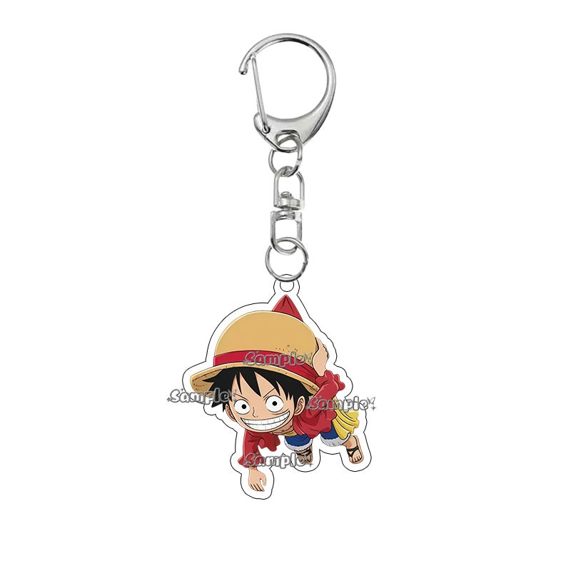 Anime Monkey D Luffy Roronoa Zoro Nami Sanji Portgas D Ace Cartoon Swing Hanging Pose Q Version Acrylic Keychain Pendant Gifts view 3