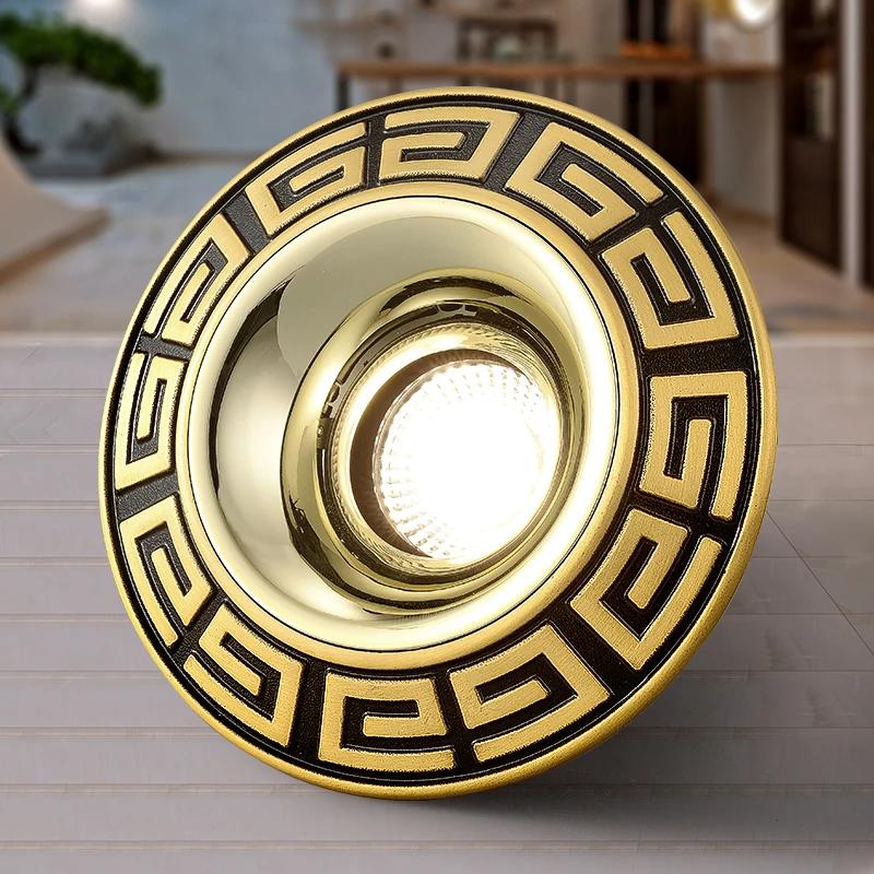 

Retro Brass Led Downlights Indoor Decorative Living Room Ceiling Round Recessed Spotlight 6W 8W 10W 12W 14W Corridor Lamp