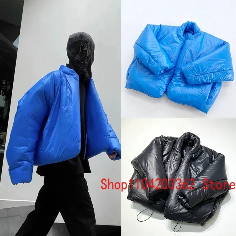 Autumn Winter Hip Hop KANYE WEST Down Jacket American High Street Rap Classic Black Blue Coat DONDA Jackets Sweatshirts