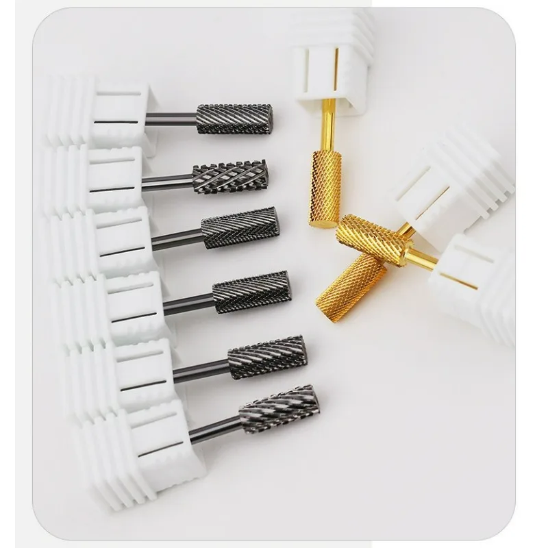 Broca de carburo para uñas, cortadores rotativos para manicura, accesorios para uñas, herramienta de corte de fresado para eliminación de Gel, brocas para uñas de barril HYTOOS de 3/32"