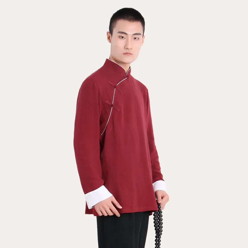 

Lay Buddhist Clothes Male Zen Chinese Costume Han Improved Cotton Linen Meditation Traditional Medicine Technician's Clothing