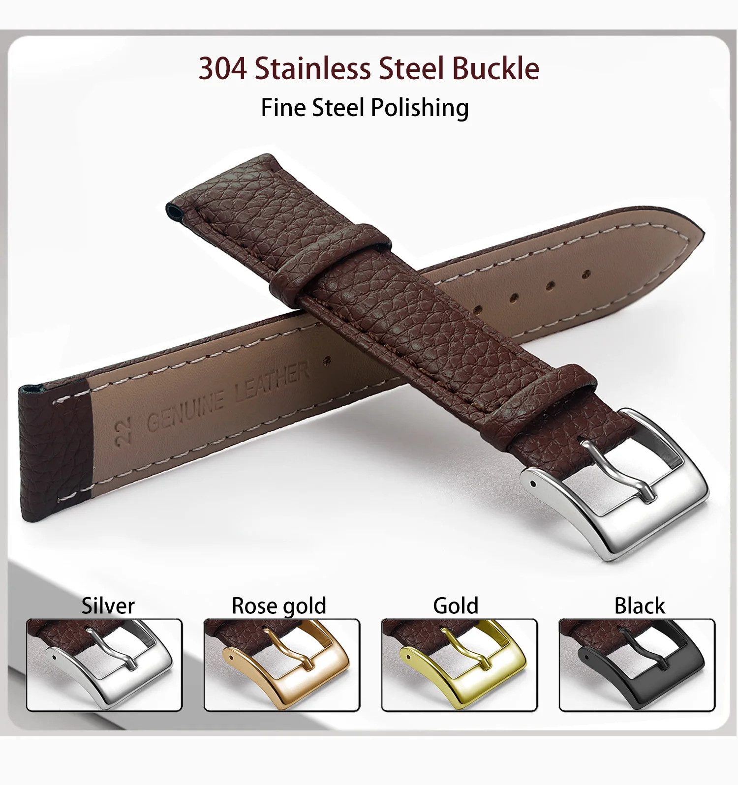 Genuine Leather Watch Band, Multiple Sizes