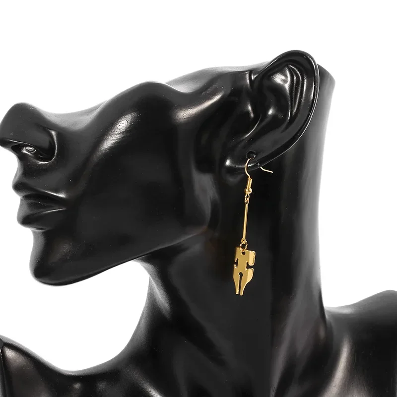 MN1 New Anime Jojo Bizarre Adventure Rohan Kishibe Gold Color Pen Nib Earring for Women Girls Cosplay Accessories Fashion Je8/yG