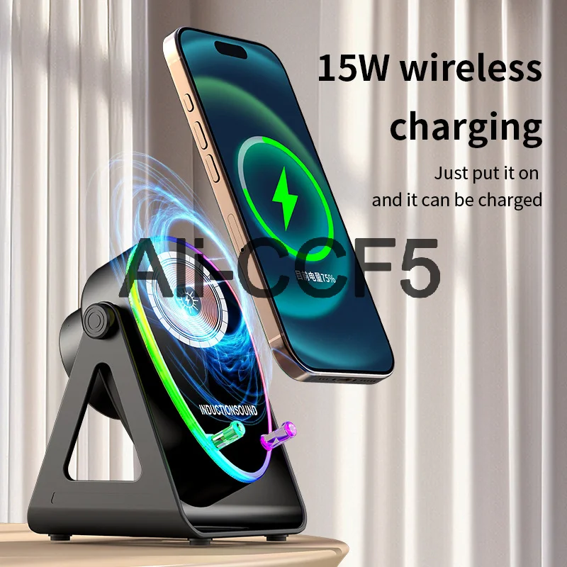 5 في 1 لاسلكي التعريفي الصوت سمّاعات بلوتوث متعددة الوظائف قوس قابلة للشحن تحسس جو التنفس ضوء المتكلم #5