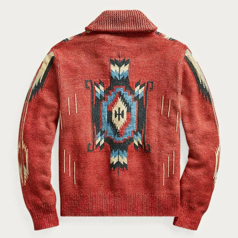 2026 Men\'s Autumn Winter Sweater Vintage Jacquard Long Sleeve Lapel Knitwear Men Clothes Casual Cardigan Outside Warm Jacket