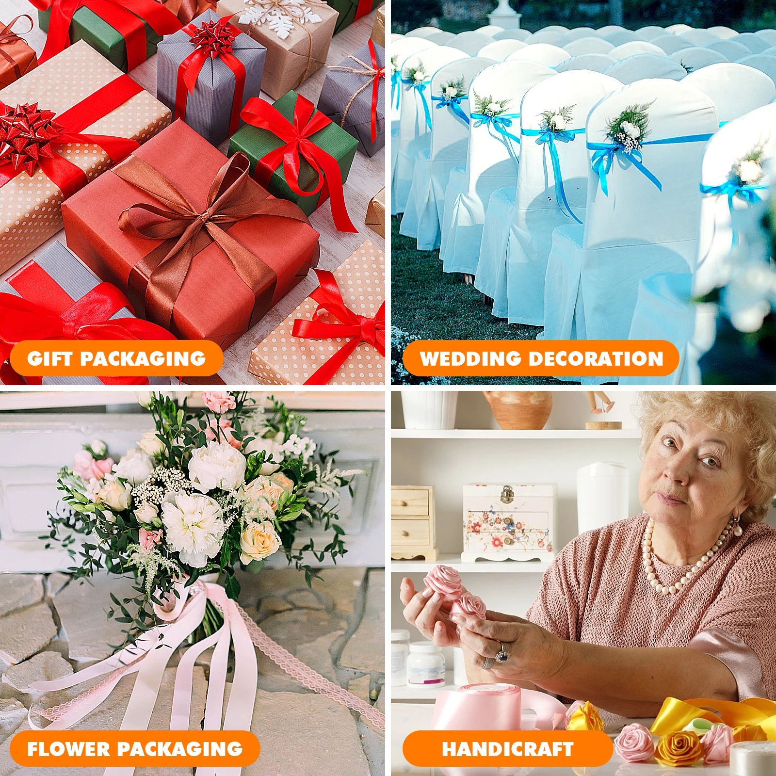 

Gift Ribbon 3 Rolls Smooth Flat Surface Not Easy to Loosen Or Fade Elegant Addition to Any Gift Giving Occasion