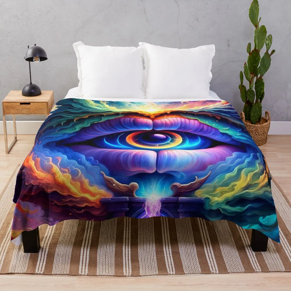 Cosmic Portal – Swirling Colors and Ethereal Smoke Throw Blanket Blankets For Sofas Hairy cosplay anime Sofa Throw Blankets