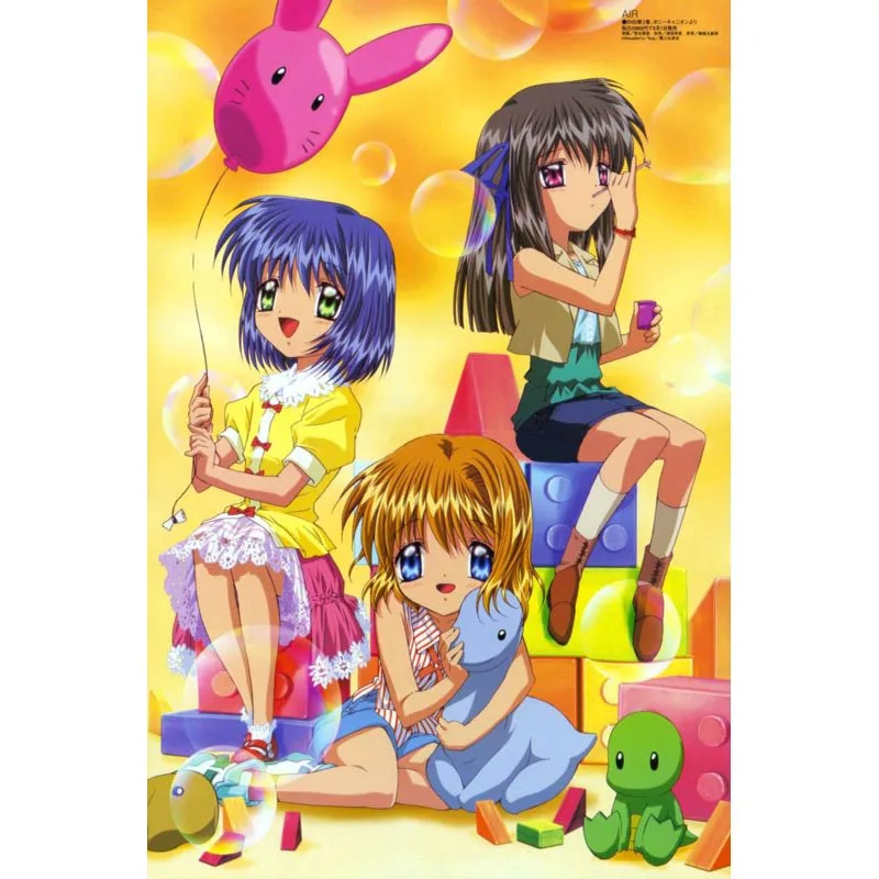 Custom AIR Anime Girl Cartoon Poster Satin Poster Cloth Canvas Fabric Wall Poster No Frame Home Decoration 0216