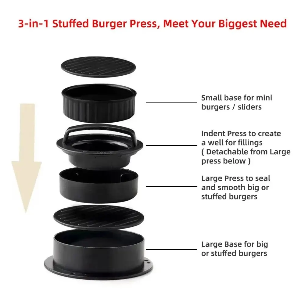 Okrągła prasa do hamburgerów Grill wołowy Food-Grade ABS Hamburger pomocnik prasa do mięsa kotlety Patty Maker formy gadżety kuchenne — zdjęcie 5