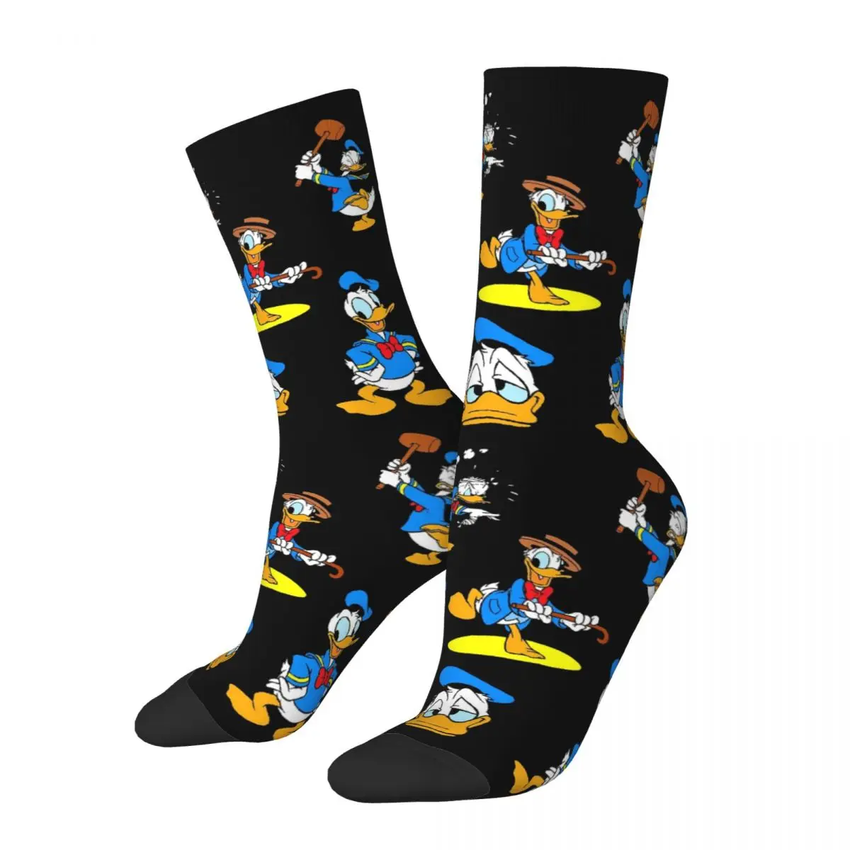 Donald Duck Collage Sokken Harajuku Zweetabsorberende Kousen Het hele seizoen Lange Sokken Accessoires voor Man Vrouw Verjaardagscadeau