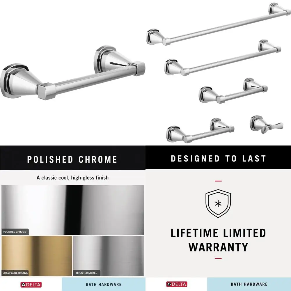 

8 Inch Chrome Mini Towel Bar with Stryke Design for Compact Spaces