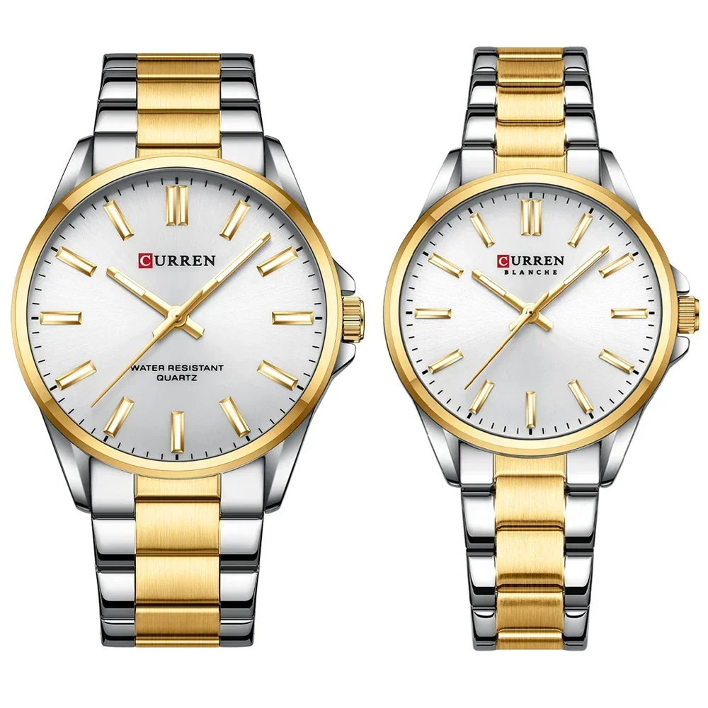 Montres à quartz classiques en acier inoxydable pour couples, montres-bracelets Shoous, bracelet simple, amoureux, mode