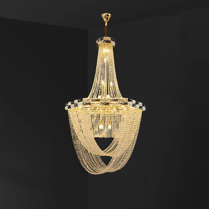 

Art Deco K9 Crystal Bead Chain LED 2024 Chandelier Lighting Hanging Lamps Lustre Suspension Luminaire Lampen For Foyer Staircase