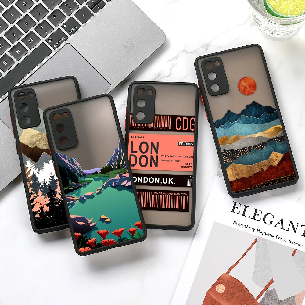 Sunset Matte Case For Samsung S24 Ultra S23 S22 Plus S21 FE S20 A55 A54 5G A53 A52 A35 A34 A33 A32 A13 A05 Soft Shockproof Cover