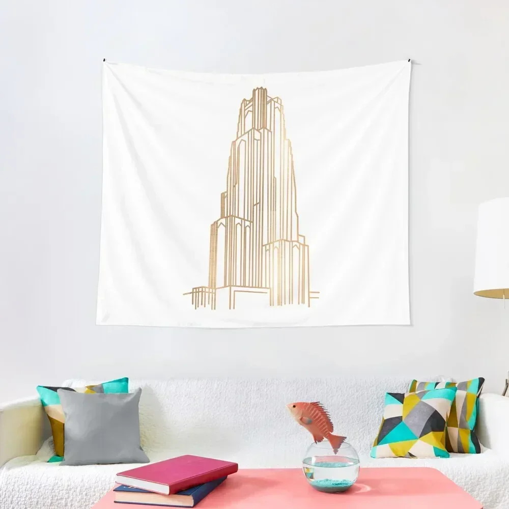 Rose Gold Cathedral of Learning Tapestry Decoration Pictures Room Wall Bed Room Decoration Wall Art Tapestry