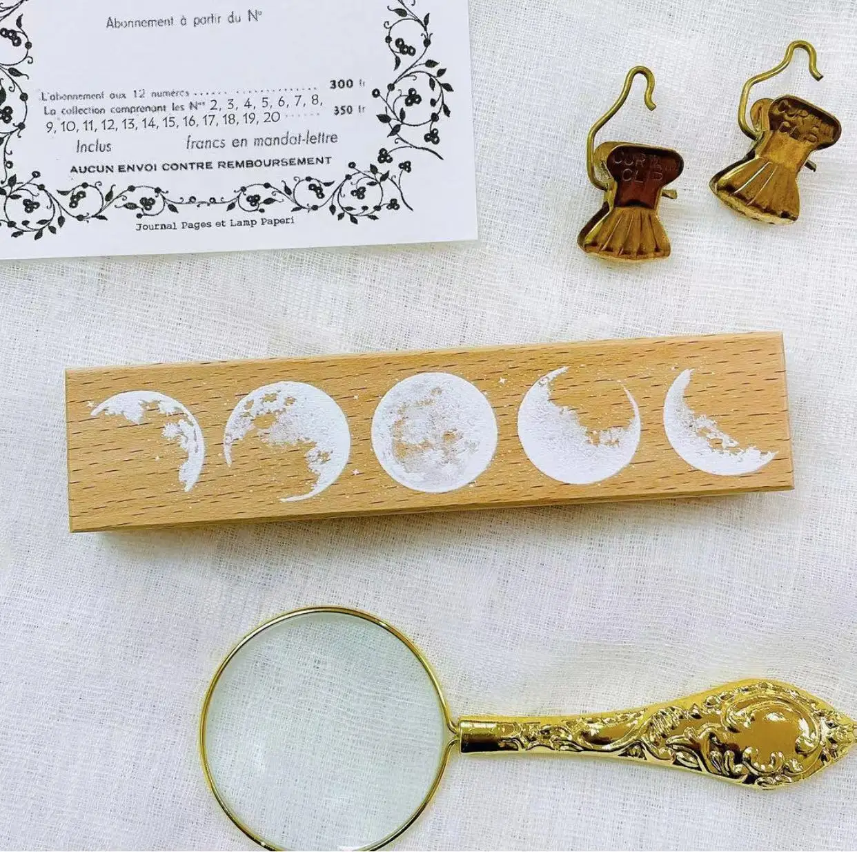 Journal Page Vintage Horoscope Series 5 Moons Wooden Rubber Stamp for DIY Scrapbooking Photo Album Card Making