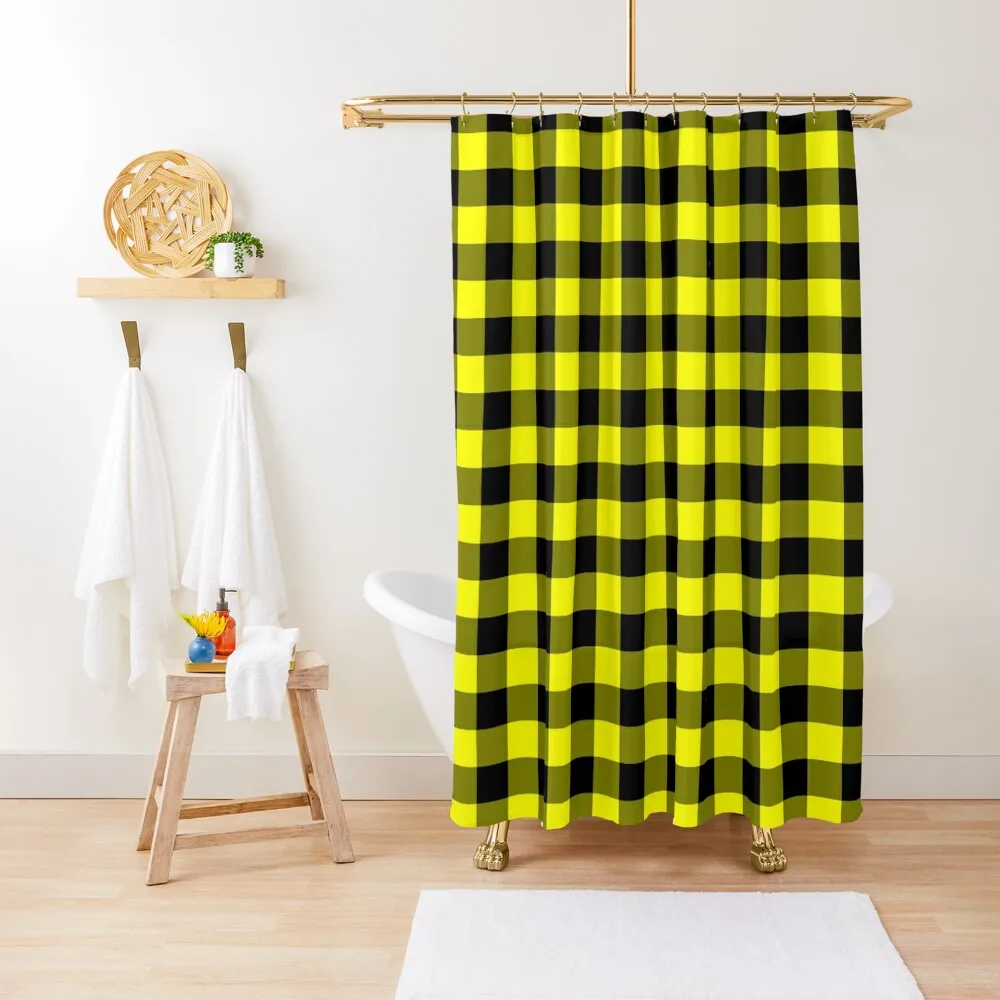

Checkered pattern (Yellow and Black) Shower Curtain Bathroom Accessory Cute Shower For Bathroom Shower Curtain