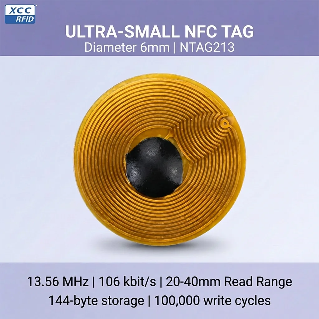 NTAG213 NFC Tags 6mm 13.56MHz ISO14443A NFC Tag for Inventory Business Cards & Smart Device Integration