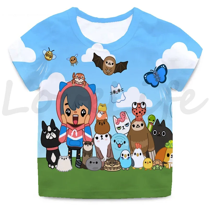 T-shirt Toca Life World para crianças, desenhos animados 3D, camiseta anime, manga curta, tops para meninos e meninas, camiseta infantil, verão