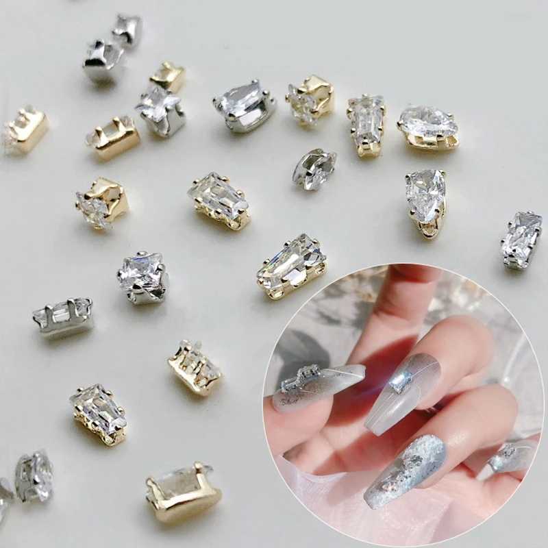 20 Pcs Rhinestones for Nails Sparkling Small Nail Diamonds Nail Crystals Gems 10 Styles DIY Nail Art Crafts Accessories