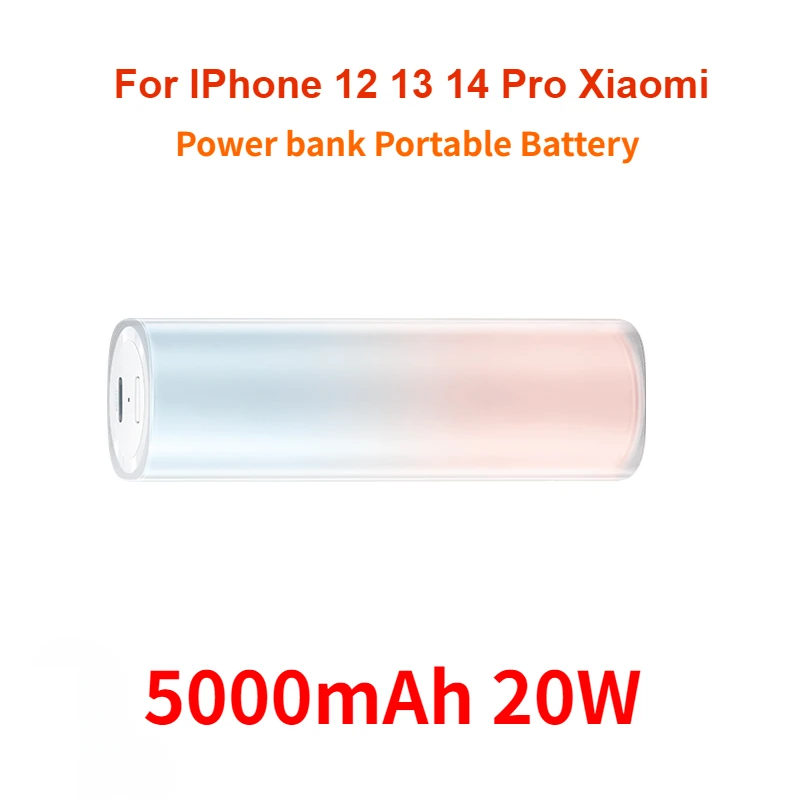 For IPhone 12 13 14 Pro Xiaomi Power Bank MINI 5000mAh 20W MAX Lipstick Version Mi Power bank 5000 Portable Battery