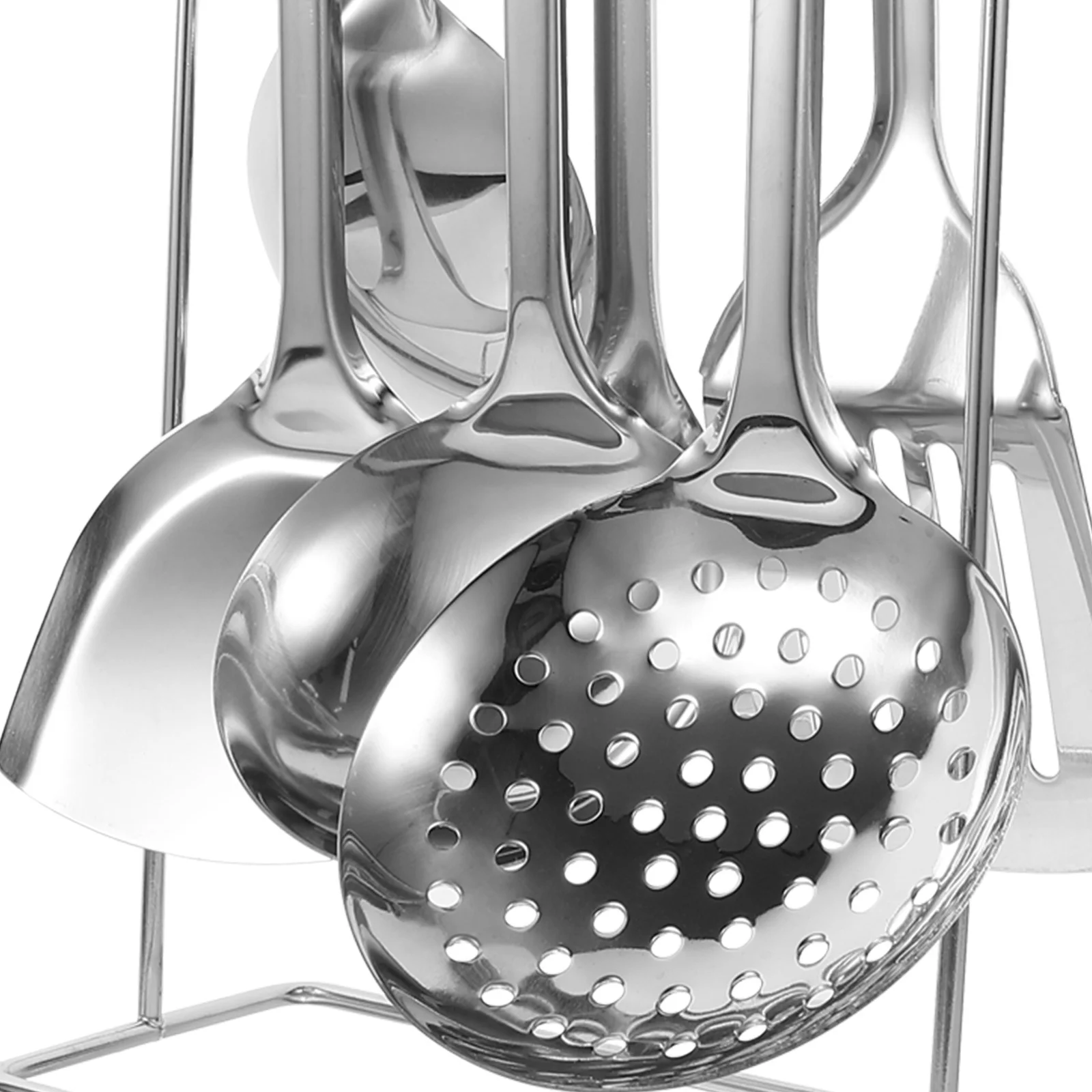 

Kitchen Utensils Set Nylon Stainless Steel Heat Resistant Nonstick Cooking Spatulas Spoons Rack Easy Clean Household Cooking