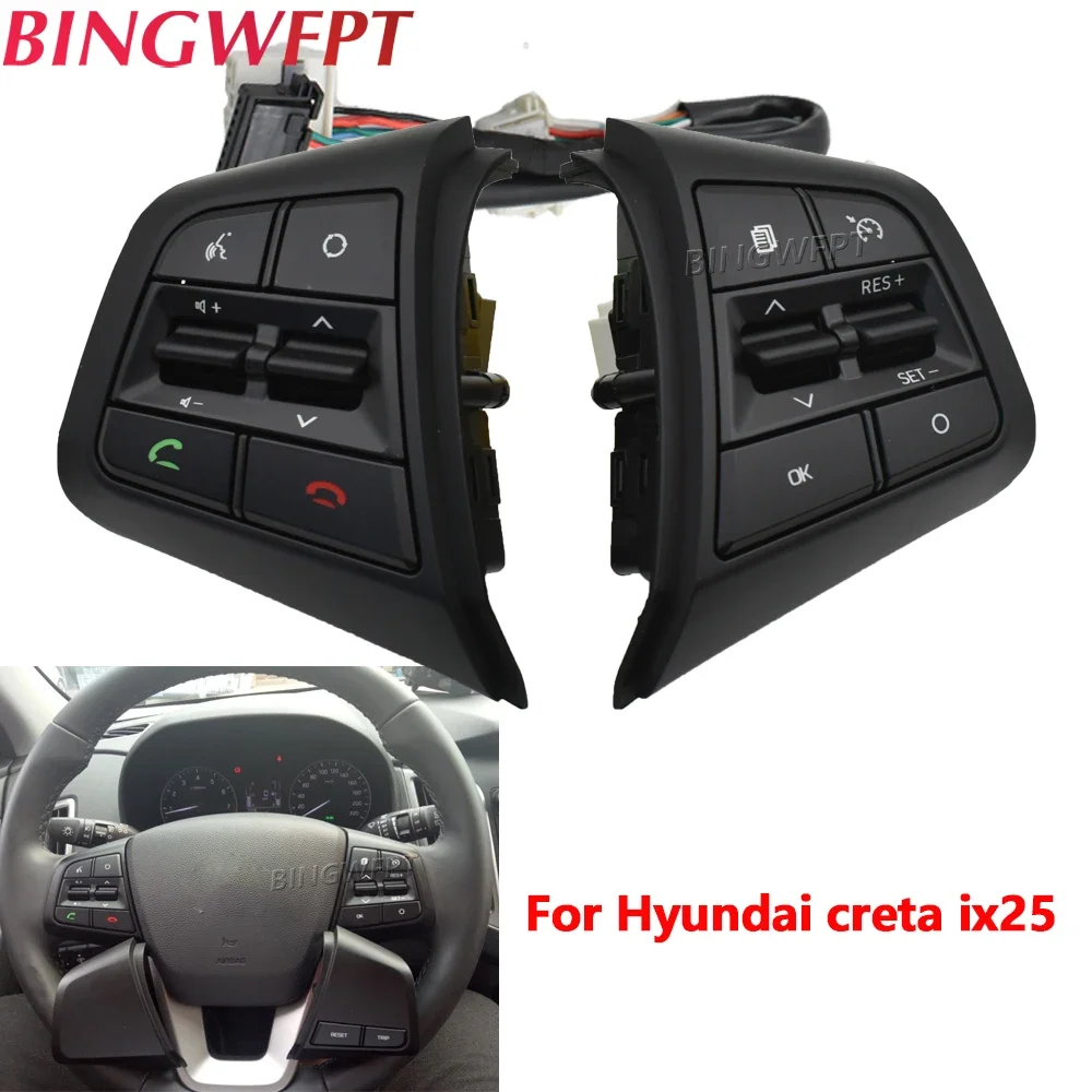 For Hyundai ix25 (Creta) 1.6L 2.0L Steering Wheel Cruise Control Buttons Remote Volume Button Switches Car Accessories