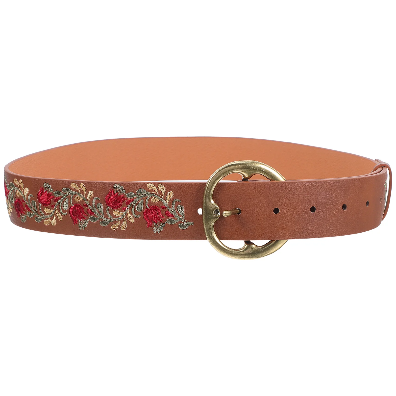 

Wide Embroidered Belt for Women Boho Floral Pattern Retro Style Buckle Waistband Casual Elegant Outfit Enhancer