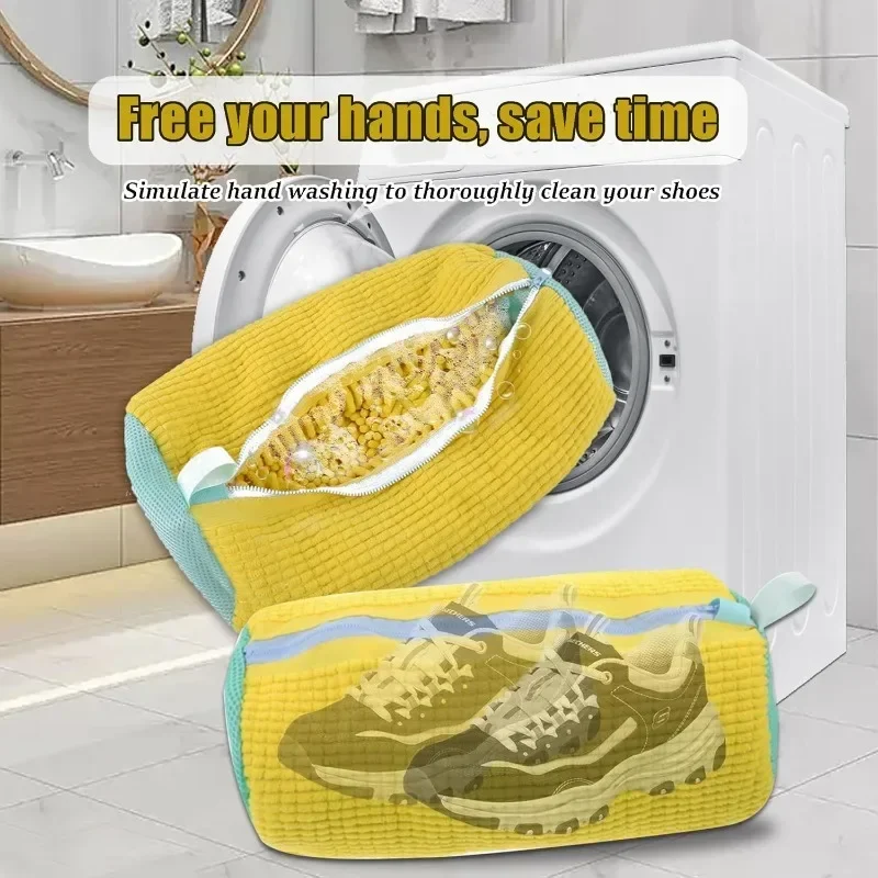 Hochwertiger Mesh-Schuhe-Waschbeutel mit Reißverschluss, weiche Innenausstattung schützt Sneakers und Freizeitschuhe in Waschmaschine und Trockner, perfekt für Reisen und Aufbewahrung, praktisch für den täglichen Gebra – Detail 7