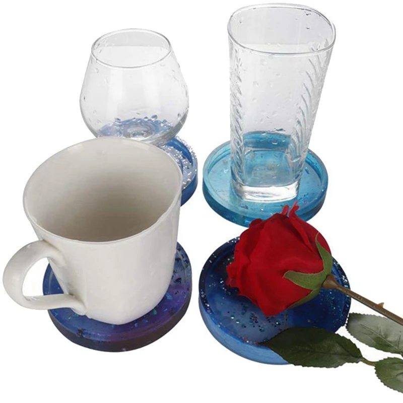 FZFZ 5 팩 큰 Diy 라운드 코스터 실리콘 몰드, 직경 3.15 인치/8cm, 수지, 시멘트로 주조 용 금형