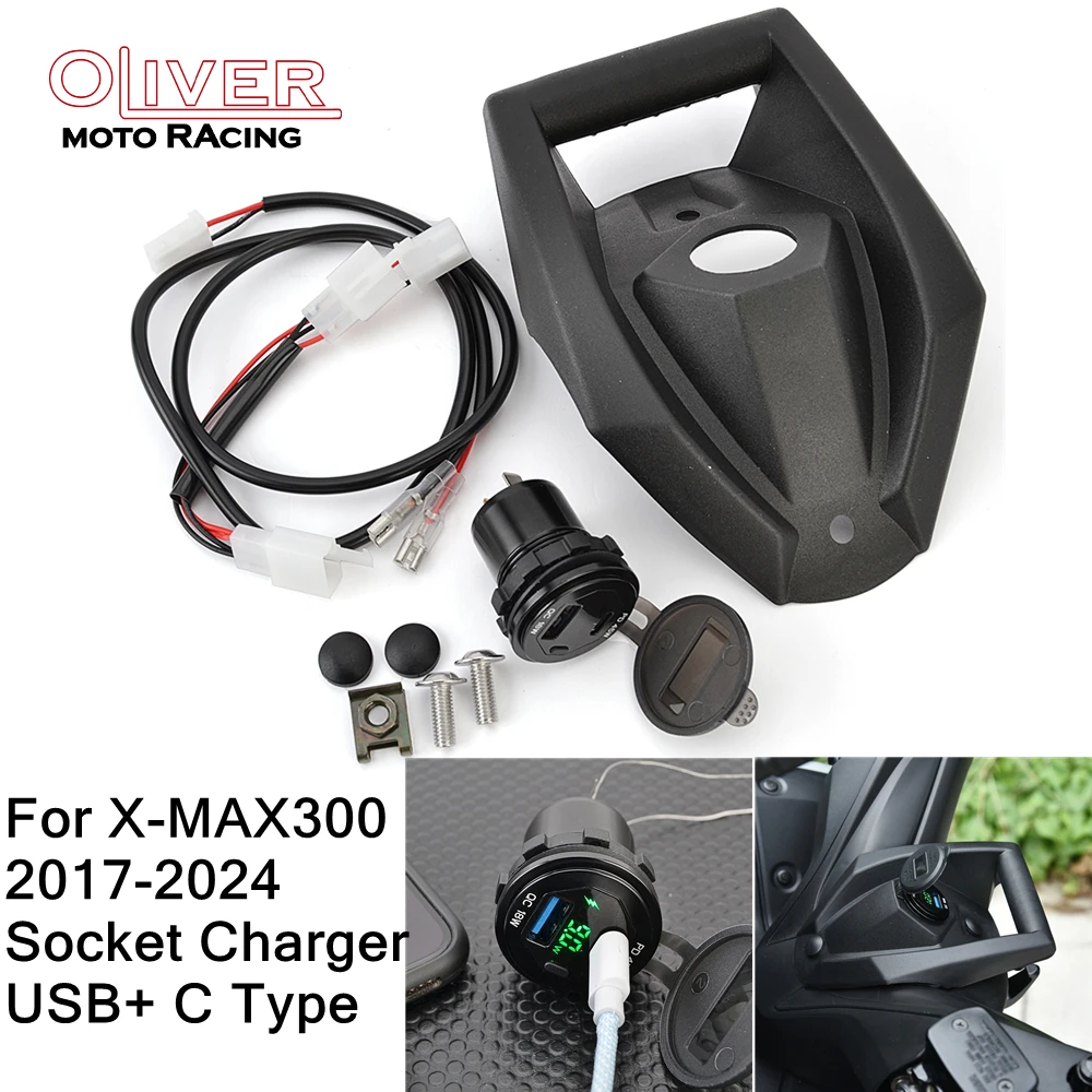 X-MAX300 Motorcycle GPS Phone Navigation Bracket Wireless USB Charging Port Holder Mount For Yamaha X-MAX XMAX 300 2017-2024