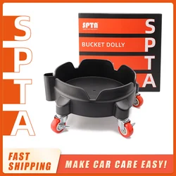 SPTA Black Car Wash Bucket Dolly with 5 Wheels Removable Bucket Mover Rolling Easy Push Barrel Dolly Car Wash System For Washing