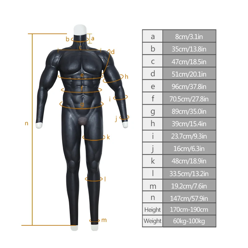 Smitizen Silicone Muscle Suit for Cosplay Fetish Whole Bodysuit Dark Latex Shackles with Arms Gay Costumes Enhance Body