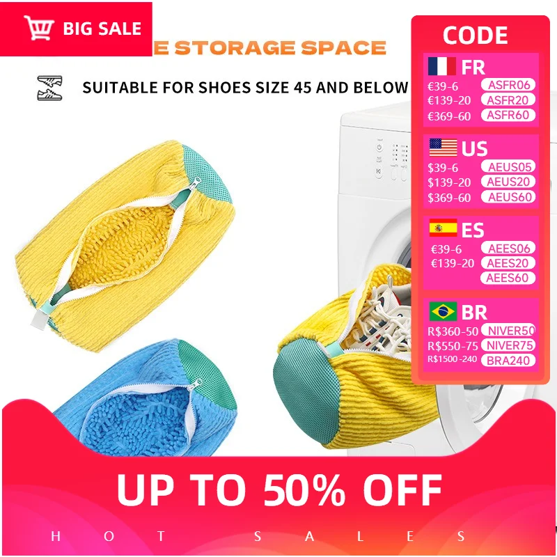 

1PC shoe laundry bag, sports shoe washing net, zipper close shoe cleaning bag, suitable for washing machines and dryers, reusabl