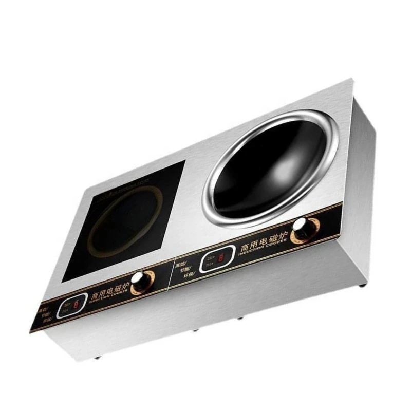 

New Dual Burner Commercial Induction Stove Stainless Steel Wok and Wok Embedded Desktop Dual Use