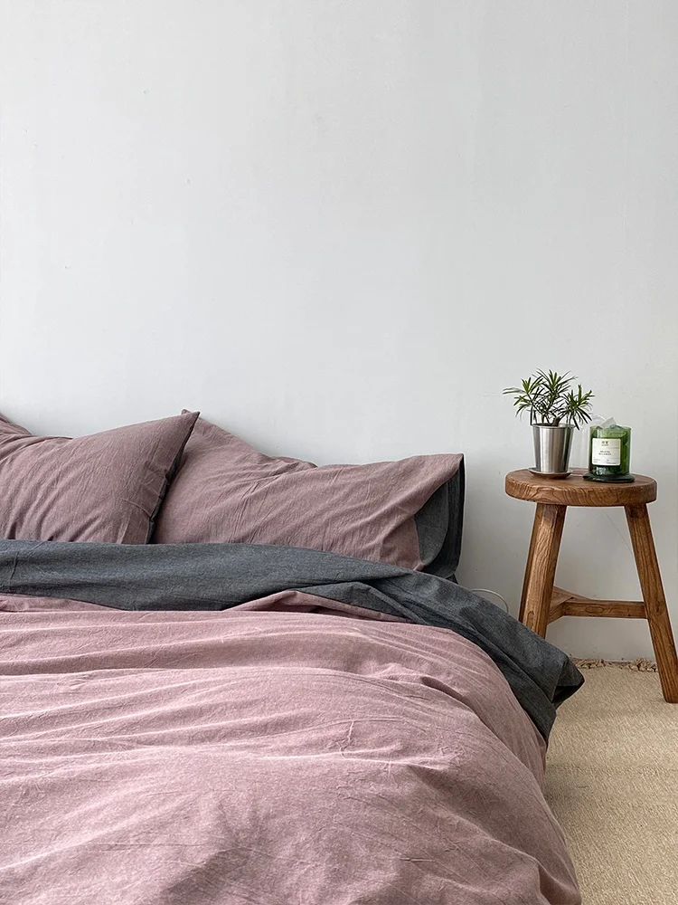 

mat Waed Cotton Linen Four-Piece Set Gl Pure Cotton Bedding Set Comfortable Warmth Storage ket Stand Size