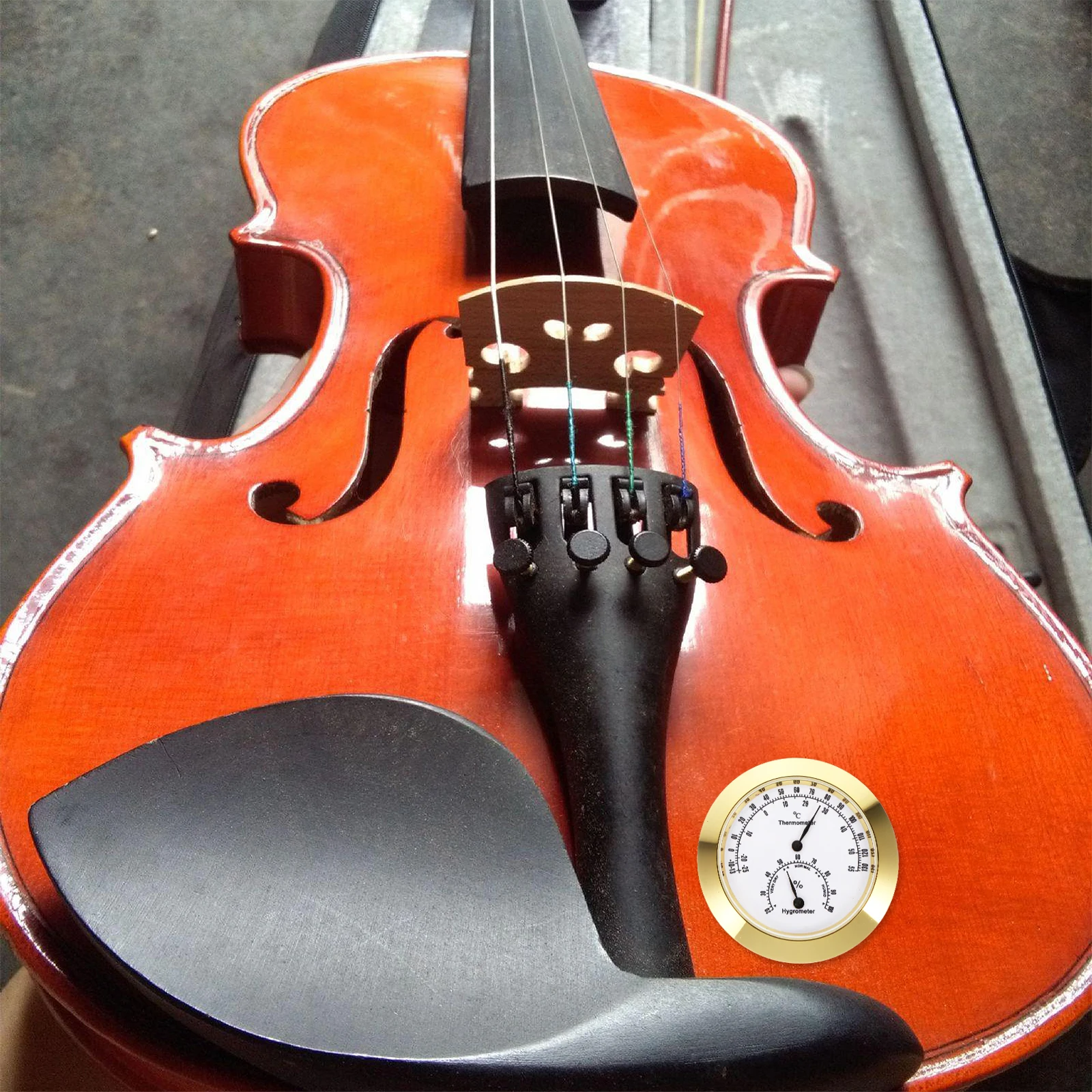 

Thermometer Hygrometer Violin Guitar Case Temperature Humidity Musical Instrument Storage Care Portable Compact Round