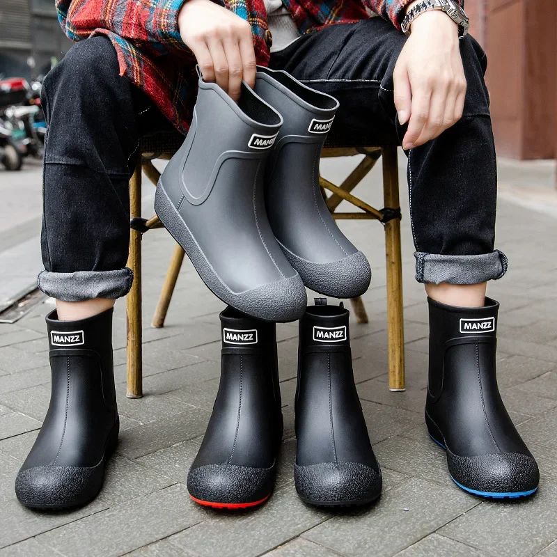 Fashion Outdoor Men\'s Rain Boots Unisex Rain Shoes Male 2024 New Slip on Waterproof Working Shoes Fishing Boots Women Rain Boots